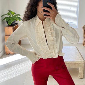 Ralph Lauren Black Label Ivory Ruffled Blouse